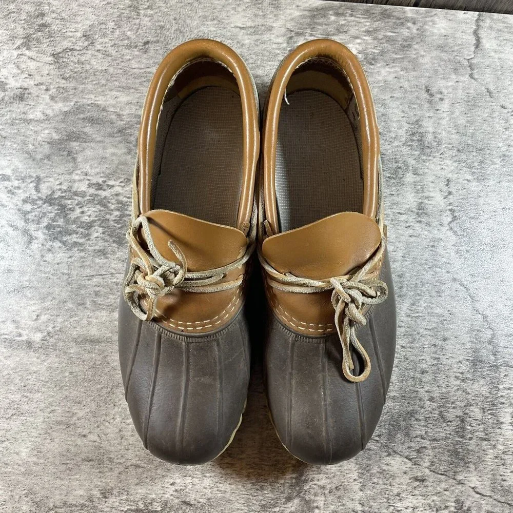 VINTAGE LL Bean Maine Hunting Shoes Mens 9 Low Boots Slip On Brown USA Made